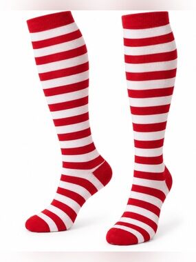 Red & White Striped Knee-High Socks - Men